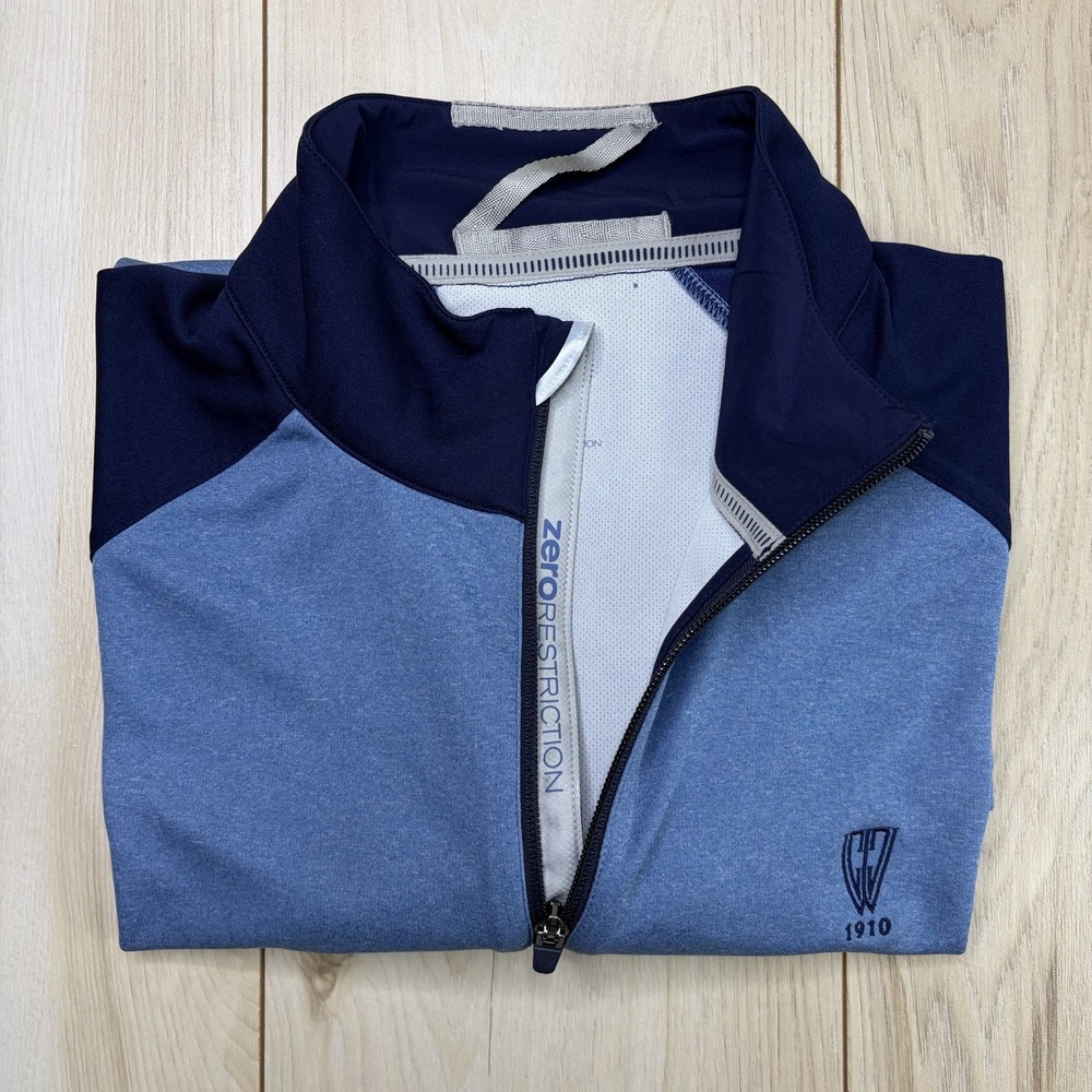 Zero Restriction 1/4 Zip Sweater Country Club Mens Medium Blue Performance